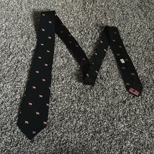 Doblin Black/Pink Elephant Pattern Men’s Neck Tie 100% Silk